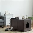 Costway Cabinet Furniture Storage Bench and Cat Litter Box in Brown