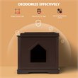 Costway Cabinet Furniture Storage Bench and Cat Litter Box in Brown