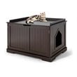 Costway Cabinet Furniture Storage Bench and Cat Litter Box in Brown