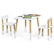 Costway Contemporary Wooden Kids Activity Table & 2 Chairs Set in White
