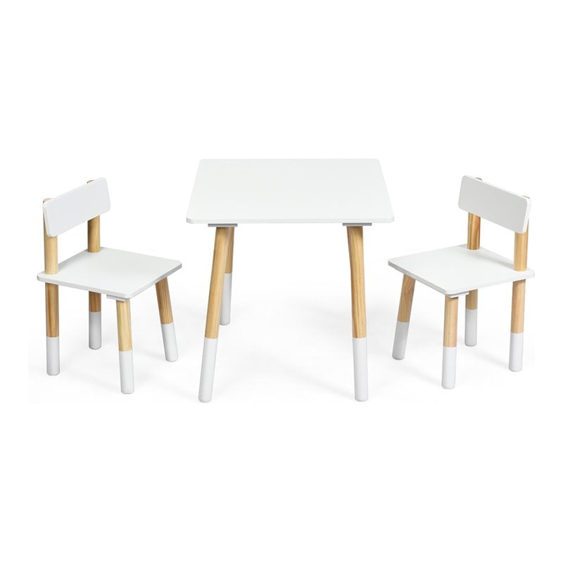 Costway Contemporary Wooden Kids Activity Table & 2 Chairs Set in White