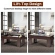 Costway Wood Lift Top Coffee Table with Hidden Compartment & Shelf in Brown