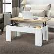 Costway Wood Lift Top Coffee Table with Hidden Compartment & Shelf in White