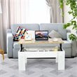 Costway Wood Lift Top Coffee Table with Hidden Compartment & Shelf in White
