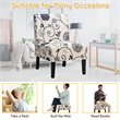 Costway Linen Fabric Accent Armless Chair with Rubber Wood Legs in White