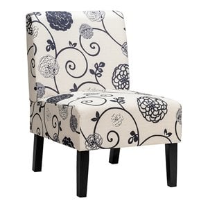 Costway Linen Fabric Accent Armless Chair with Rubber Wood Legs in White