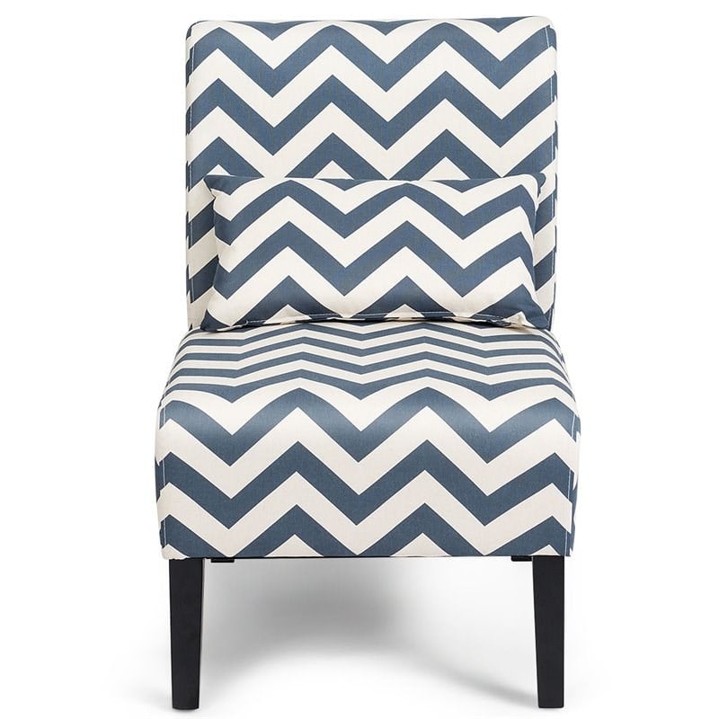 Costway Sponge Accent Armless Leisure Chair with Lumbar Pillow in Blue