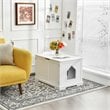 Costway Cabinet Furniture Storage Bench and Cat Litter Box in White