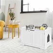 Costway Cabinet Furniture Storage Bench and Cat Litter Box in White