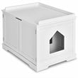 Costway Cabinet Furniture Storage Bench and Cat Litter Box in White