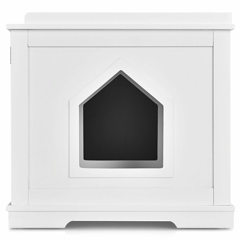 Costway Cabinet Furniture Storage Bench and Cat Litter Box in White