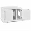 Costway Cabinet Furniture Storage Bench and Cat Litter Box in White