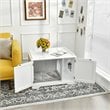 Costway Cabinet Furniture Storage Bench and Cat Litter Box in White