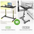 Costway Contemporary Wood Adjustable Height Rolling Computer Desk in Black