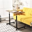 Costway Contemporary Wood Adjustable Height Rolling Computer Desk in Brown