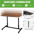 Costway Contemporary Wood Adjustable Height Rolling Computer Desk in Brown