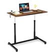 Costway Contemporary Wood Adjustable Height Rolling Computer Desk in Brown