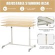 Costway Contemporary Wood Adjustable Height Rolling Computer Desk in Natural