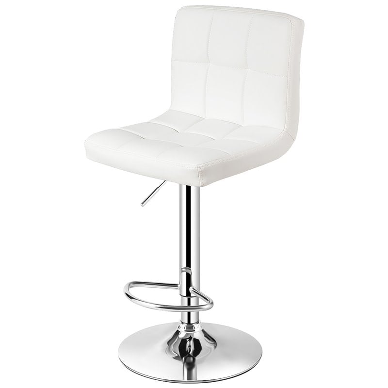 Costway Contemporary Metal & Sponge Adjustable Swivel Armless Bar Stool in White