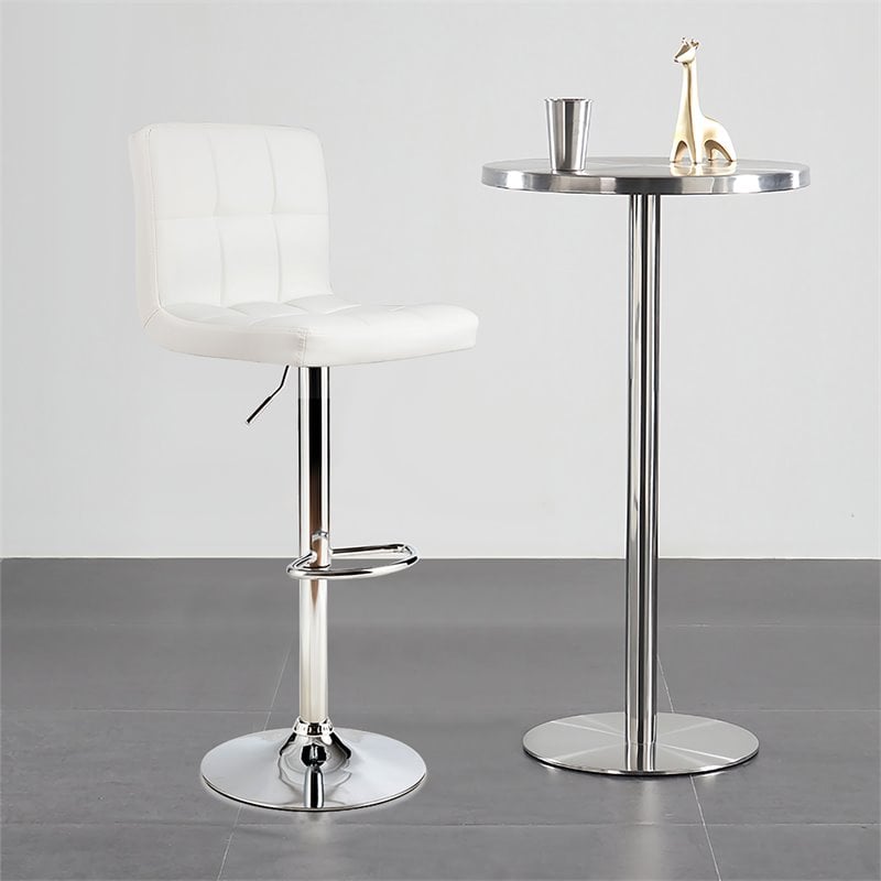 Costway Contemporary Metal & Sponge Adjustable Swivel Armless Bar Stool in White