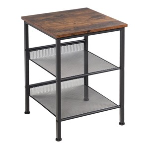 Costway 3-Tier End Side Table/Nightstand with 2 Adjustable Shelves in Brown