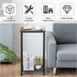 Costway 2-tier Particle Board & Steel Side Table with Mesh Shelf in Rustic Brown