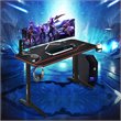 Costway 55'' T-Shaped Wood Computer Desk with Full Desk Mouse Pad in Black