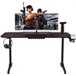 Costway 55'' T-Shaped Wood Computer Desk with Full Desk Mouse Pad in Black