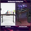 Costway 55'' T-Shaped Wood Computer Desk with Full Desk Mouse Pad in Black