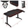 Costway 55'' T-Shaped Wood Computer Desk w/ Full Desk Mouse Pad in Black Finish