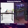 Costway 55'' T-Shaped Wood Computer Desk w/ Full Desk Mouse Pad in Black Finish