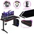 Costway 55'' T-Shaped Wood Computer Desk w/ Full Desk Mouse Pad in Black Finish