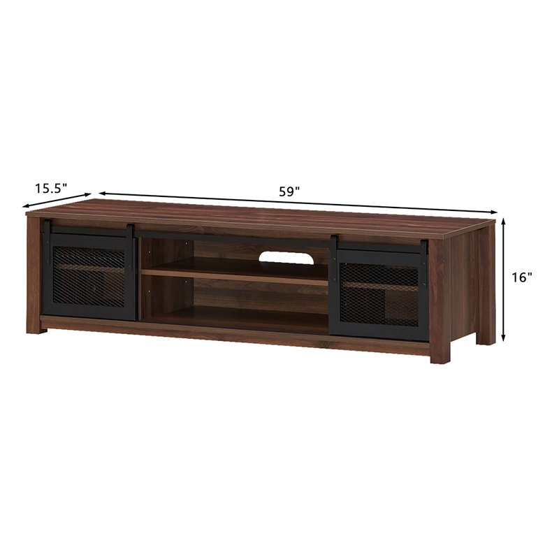 Costway Wood TV Stand/Entertainment Center for TV's up to 65'' in Walnut