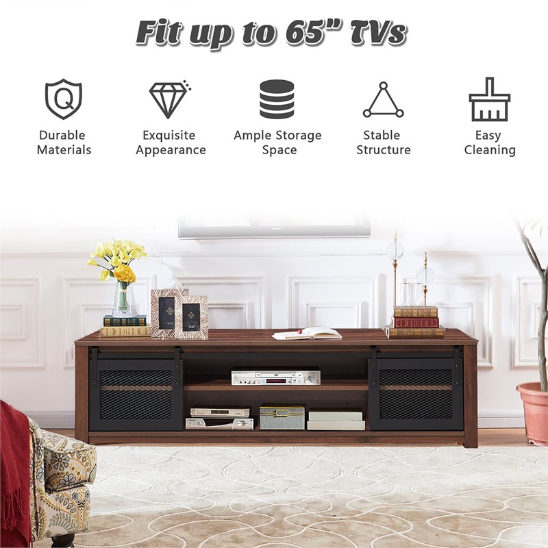 Costway Wood TV Stand/Entertainment Center for TV's up to 65'' in Walnut