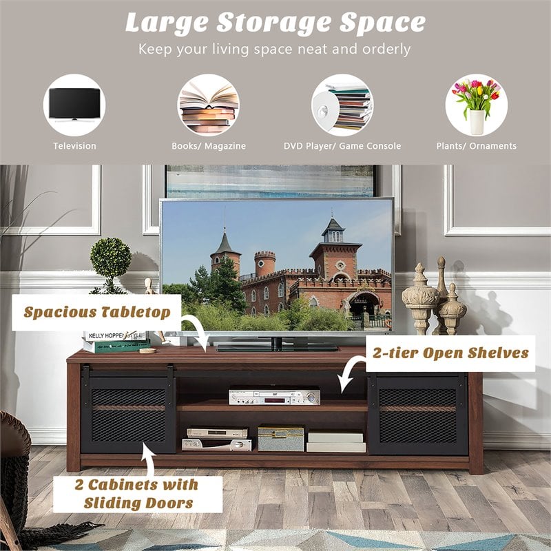 Costway Wood TV Stand/Entertainment Center for TV's up to 65'' in Walnut