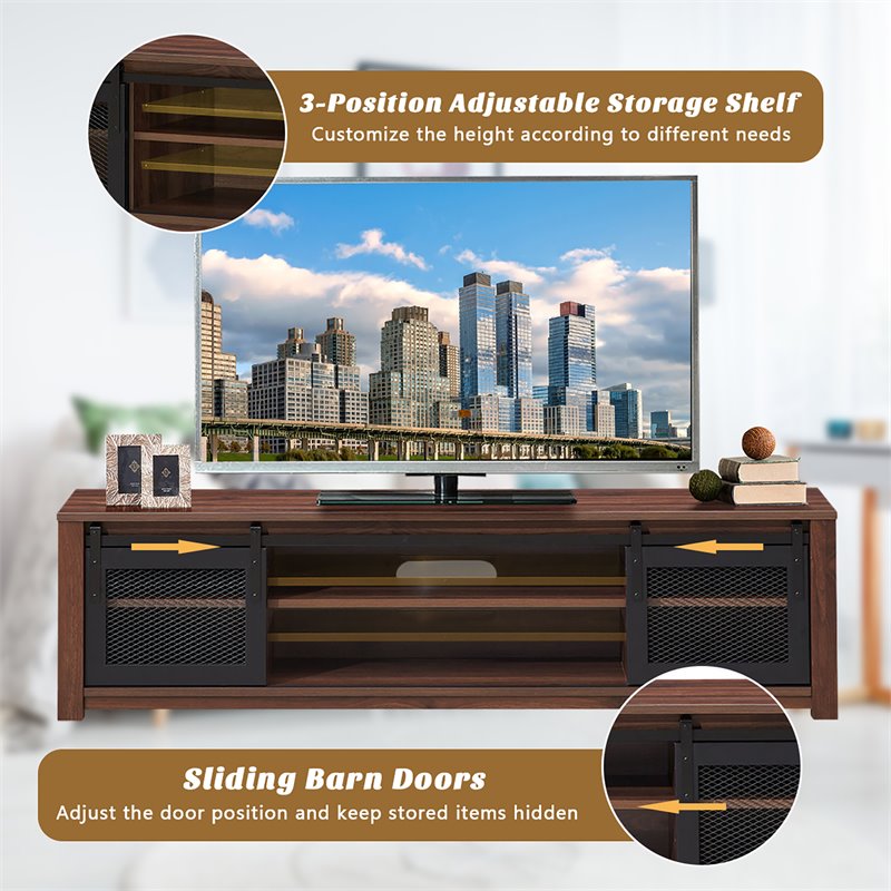 Costway Wood TV Stand/Entertainment Center for TV's up to 65'' in Walnut