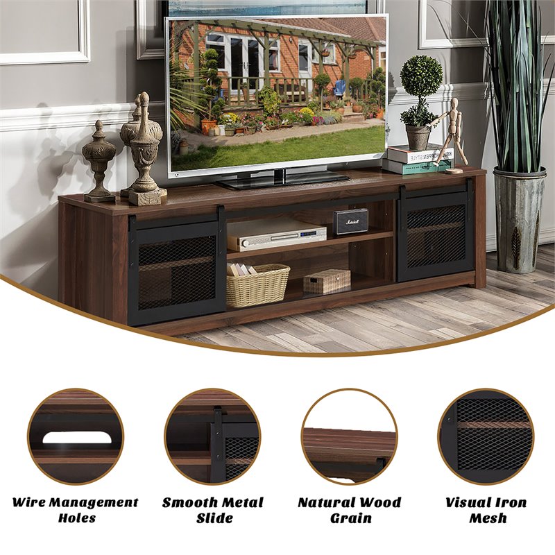 Costway Wood TV Stand/Entertainment Center for TV's up to 65'' in Walnut