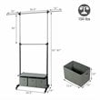 Costway 2-Rod Adjustable Garment Rack Rolling Clothes Organizer in Gray
