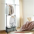 Costway 2-Rod Adjustable Garment Rack Rolling Clothes Organizer in Gray