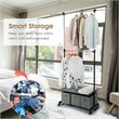 Costway 2-Rod Adjustable Garment Rack Rolling Clothes Organizer in Gray