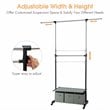 Costway 2-Rod Adjustable Garment Rack Rolling Clothes Organizer in Gray