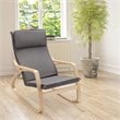 Costway Modern Bentwood Fabric Upholstered Relax Lounge Rocking Chair in Gray