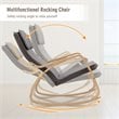 Costway Modern Bentwood Fabric Upholstered Relax Lounge Rocking Chair in Gray