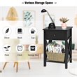 Costway Contemporary MDF Nightstand with Drawer and Shelf in Black