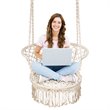 Costway Iron Polyester Hammock Swing Chair with Cotton Backrest in Beige