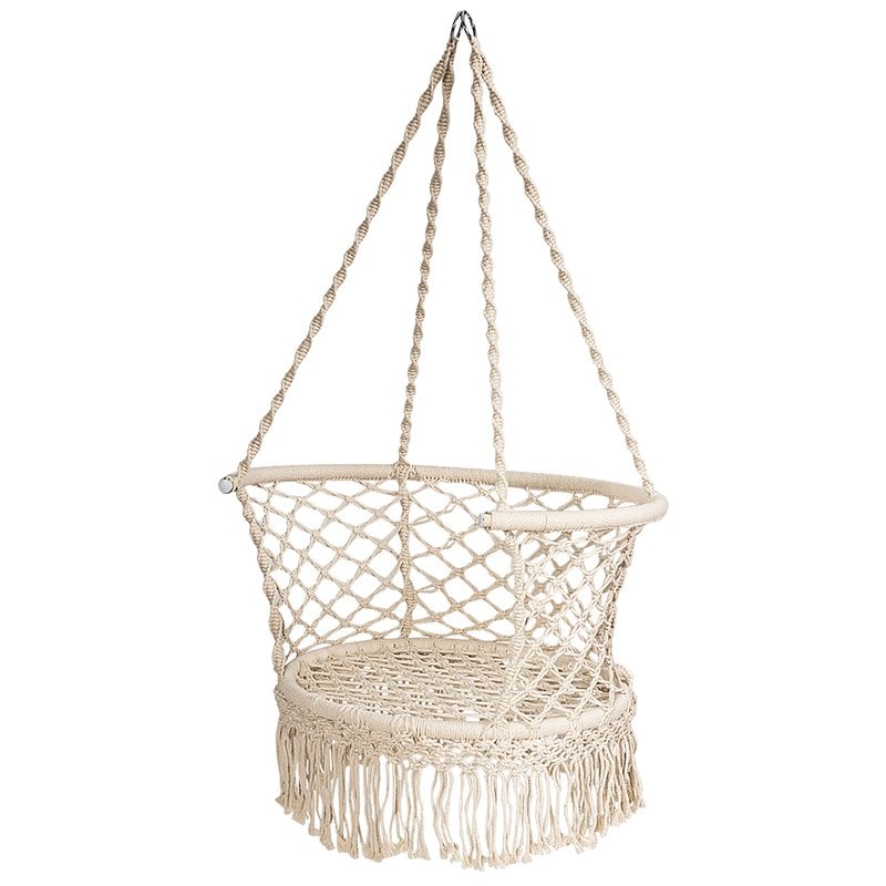 Costway Iron Polyester Hammock Swing Chair with Cotton Backrest in Beige