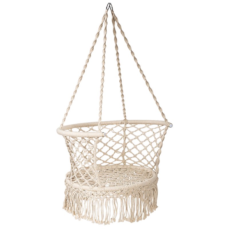 Costway Iron Polyester Hammock Swing Chair with Cotton Backrest in Beige