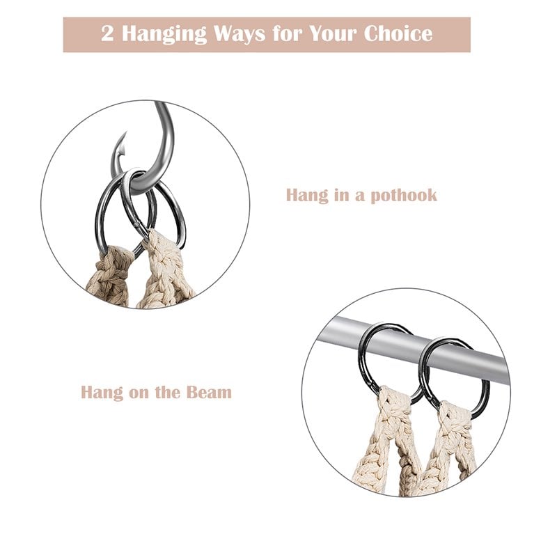 Costway Iron Polyester Hammock Swing Chair with Cotton Backrest in Beige