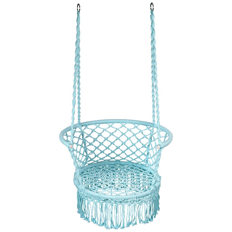 Costway Iron Polyester Hammock Swing Chair with Cotton Rope in Turquoise