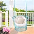 Costway Iron Polyester Hammock Swing Chair with Cotton Rope in Turquoise